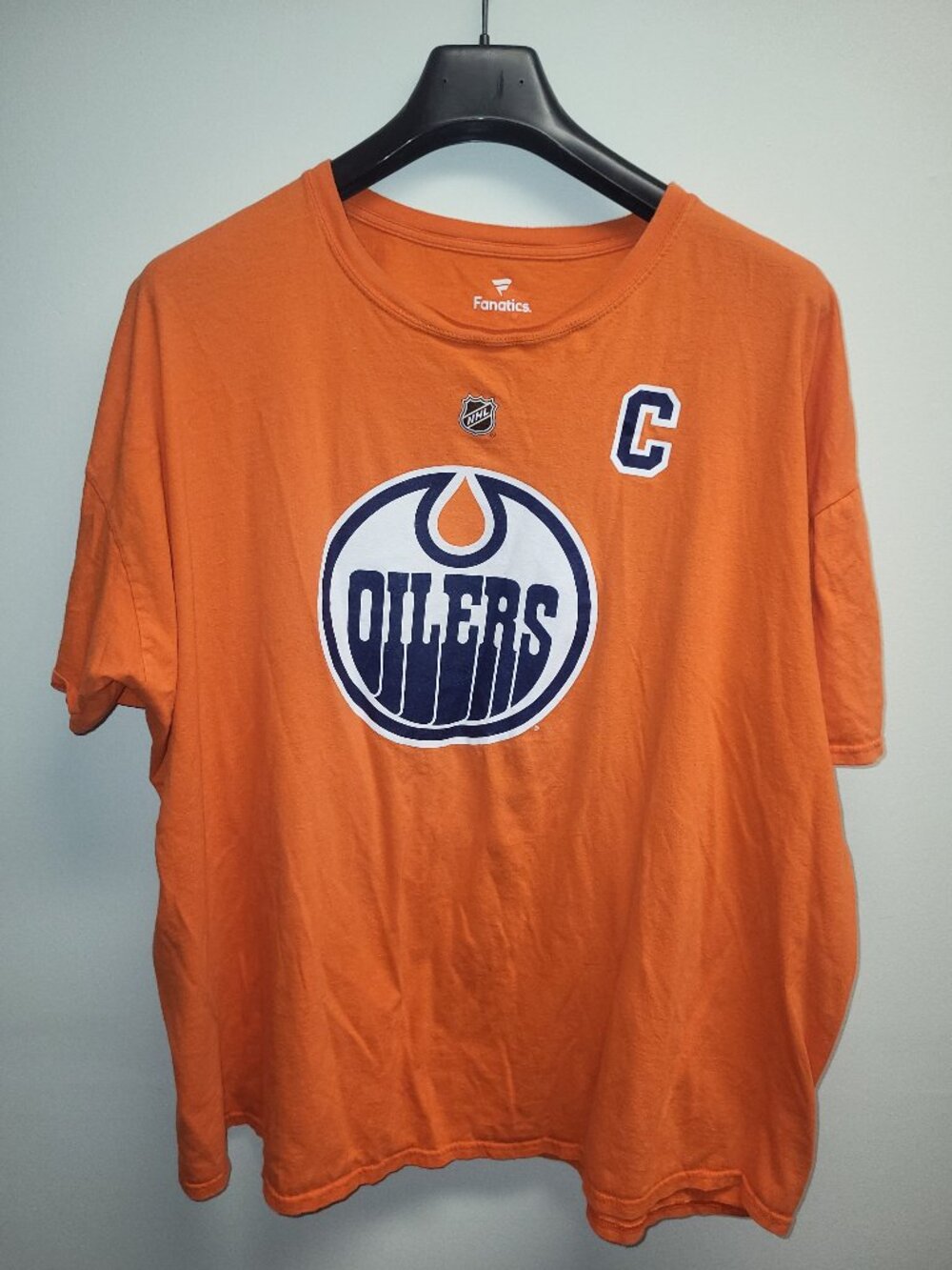 Fanatics Edmonton Oilers NHL Orange Connor McDavid Captain T-Shirt Men’s 4XL